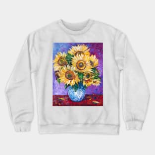 Sunflowers In a Blue Vase Crewneck Sweatshirt